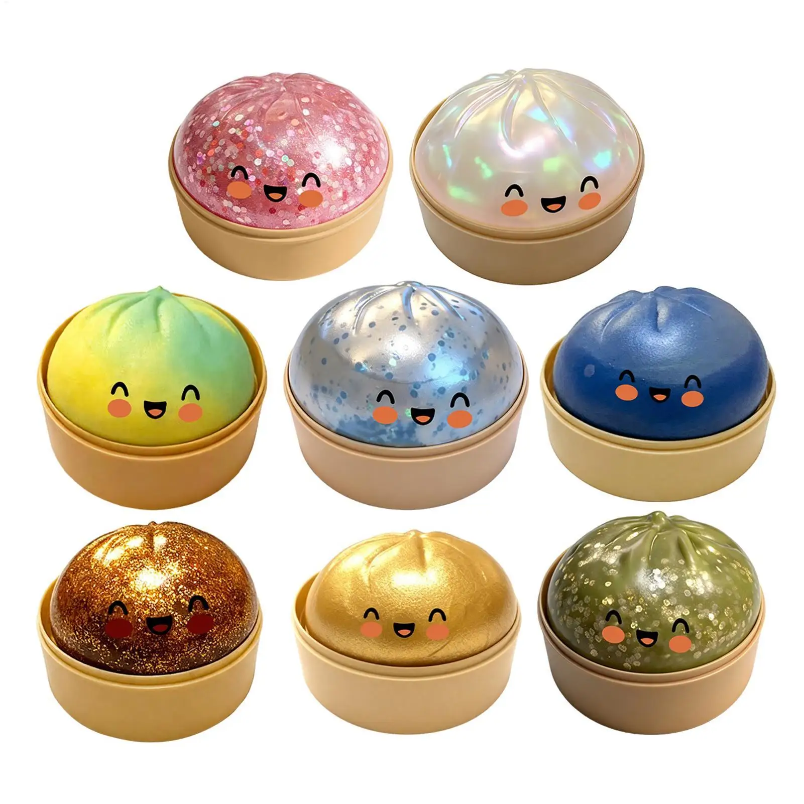 Realistic Giant Dumpling Squeeze Toy With Bamboo Steamer Soft TPR Dough Ball DecompressionFidget Toy Funny Creative Gift