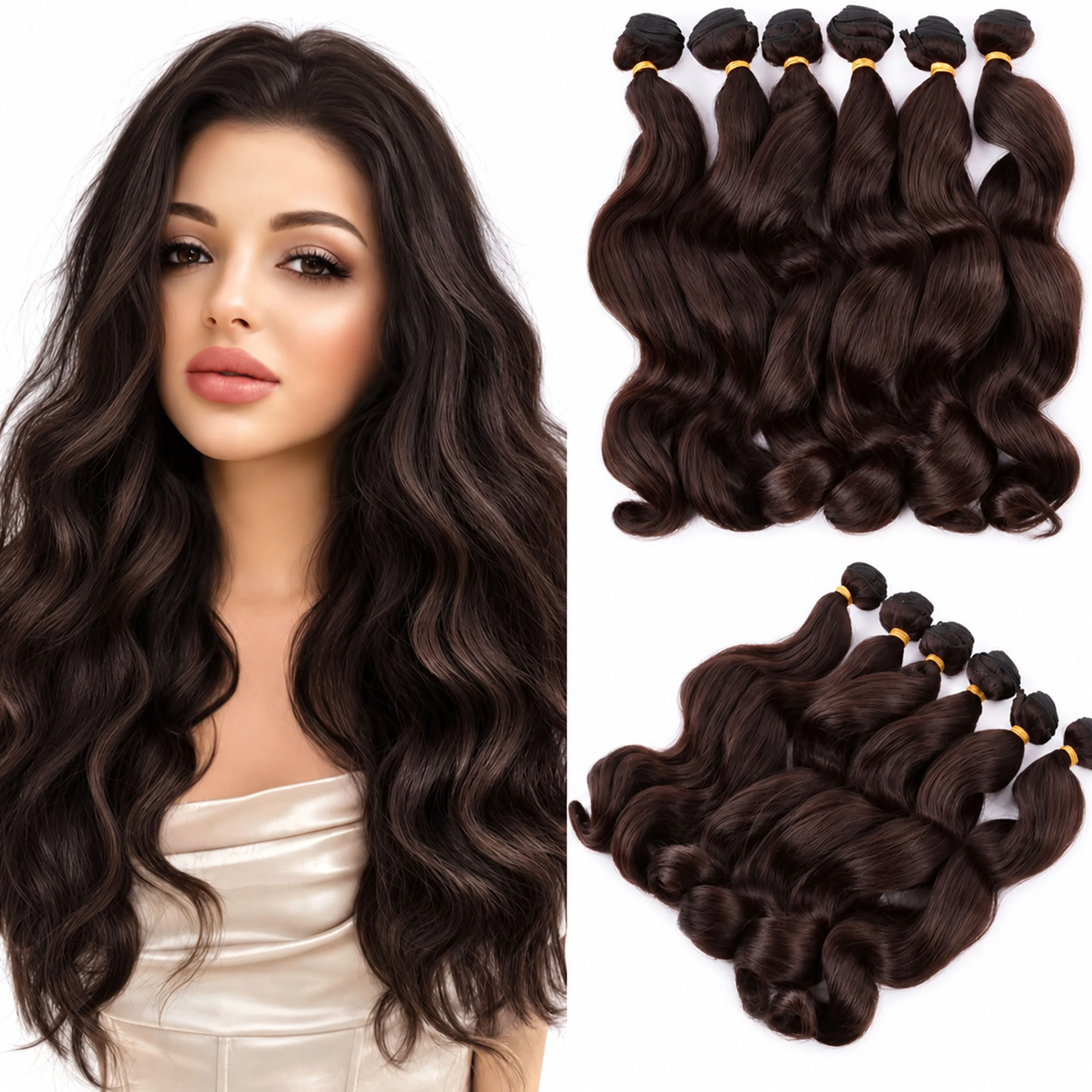 14 18 inch, 6 Bundle Deals Loose Wave Hair Extensions For Women Curtain Six-piece Set Multi-size Reel Hair Curtain Set One Piece