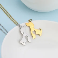 Kkjoy Fashion Gold Color Stainless Steel Animal Style Choker Dog Cat Pendant Double layered Necklace For Women Jewelry Gifts