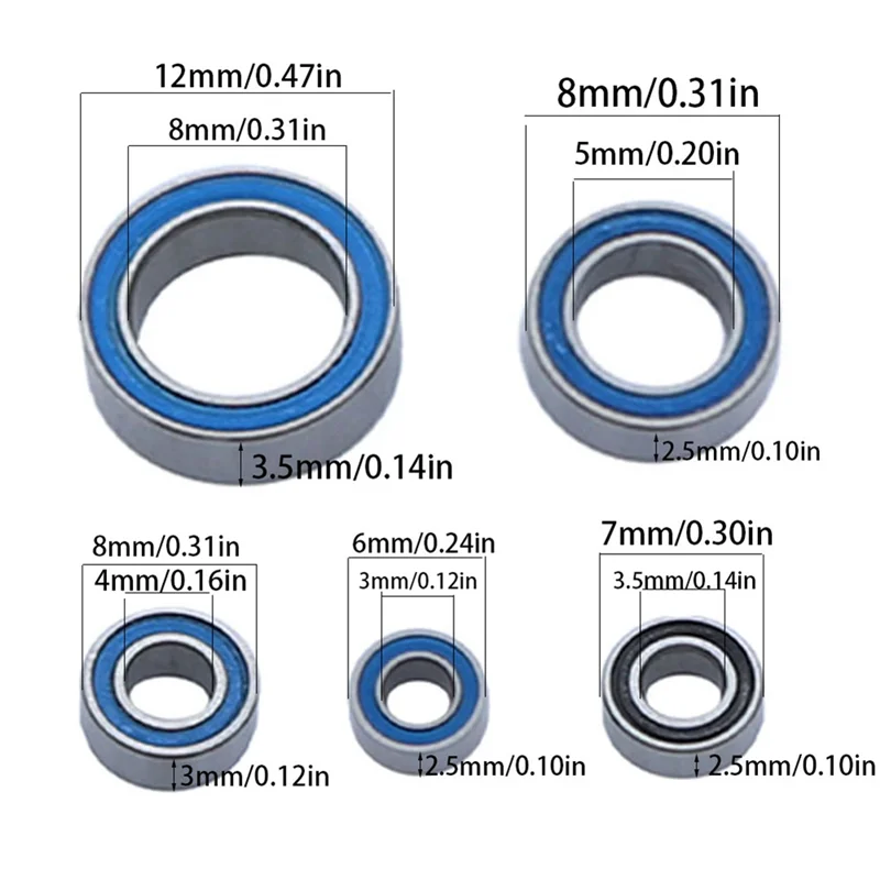 22Pcs Steel Sealed Bearing Kit 9745 for TRX4M 1/18 RC Crawler Car Upgrade Parts