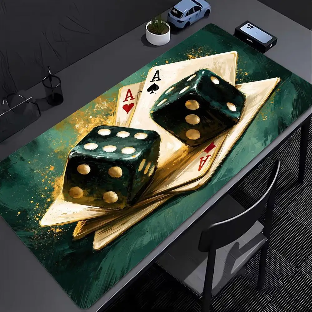 Dice Poker Card Game Mouse Pad Large Anti-Slip Rubber Gaming MousePad Stitched Edge Suitable for Office and Gaming Desk Mats