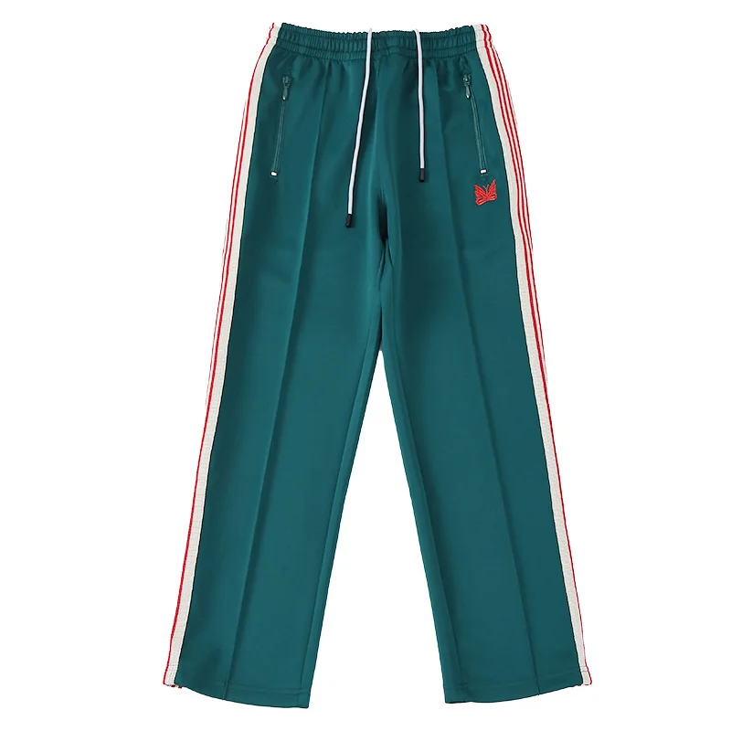 Dark Green New Trousers Men Woman Best Quality Loose Side Edge Weaving Embroidery Sweatpants Straight Cylinder Pants