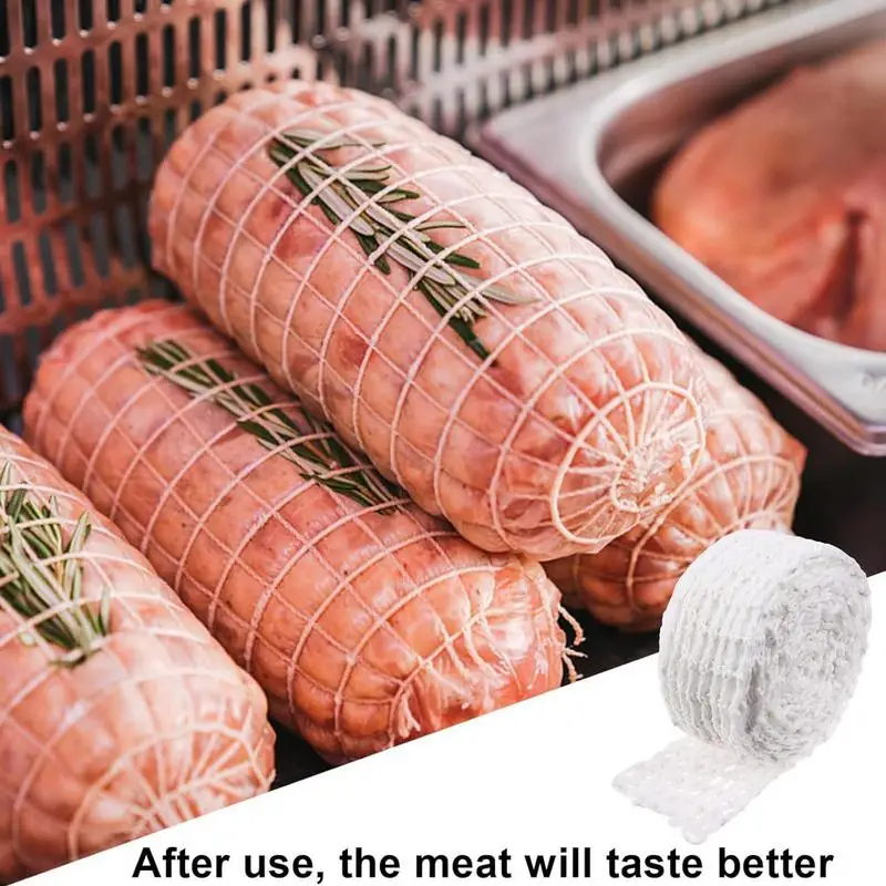 Meat Net Elastic Baking Net 4 Rolls Beef Netting Roll Smoked Meat Poultry Ham Netting 1m2m Meat Butcher Twine Net For Sausage