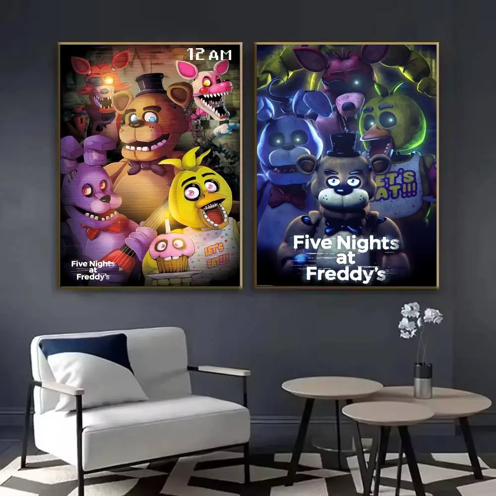 N-Nights A-At F-Freddys Game Poster Waterproof Sticky Wall Art Print For Bedroom Living Room Hallway Bar Home Decor