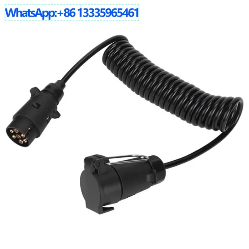 

2PCS Premium PU Spring Cable Trailer Power Extension Cable 7 Pin Trailer Connector Plug Socket Trailer RV Accessories