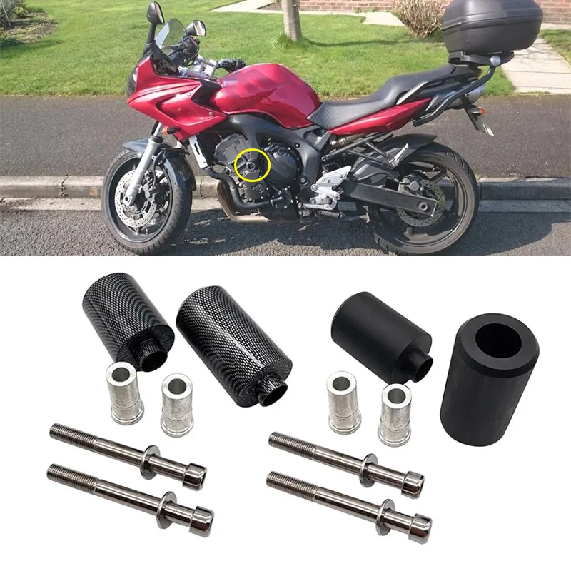 Motorcycle Black / Carbon No Cut Frame Sliders Crash Falling Protection Protector Accessories Fit for Yamaha FZ6 Fazer 2004-2008