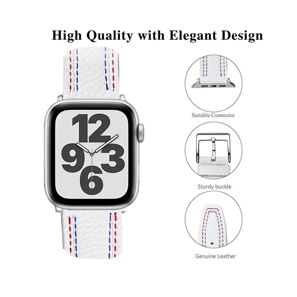 Leather Strap For Apple Watch Ultra 10 9 8 7 46mm 45mm 42mm 41mm 6 5 4 SE 44mm 40mm Breathable Needlework Band For iwatch 3 42mm