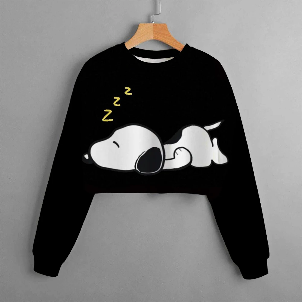 Snoopy White Cartoon Anime Children Pullover Tops 2024 New Fashion Boy Girl Kids Hoodies Spring Autumn Children\'s Sweatshirt