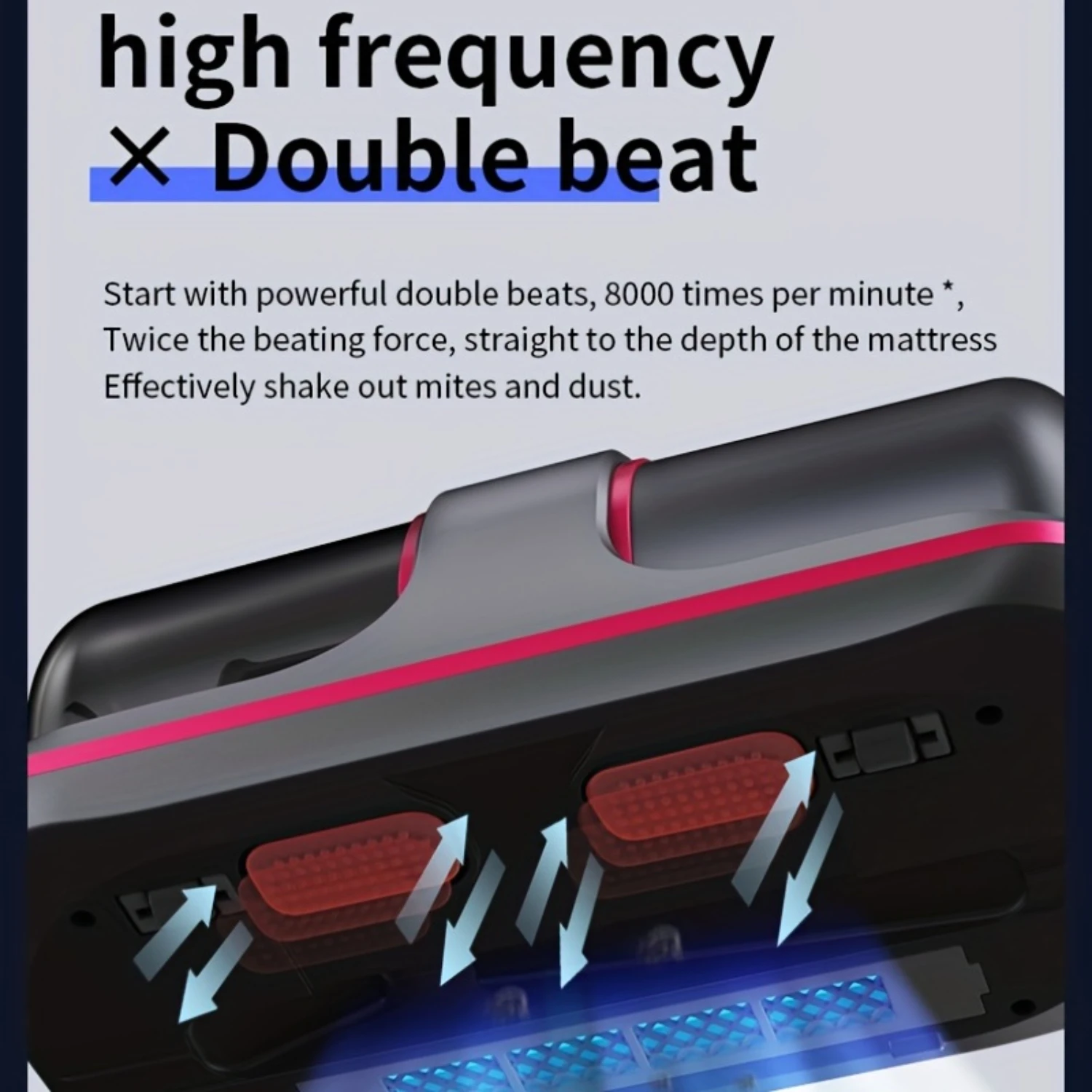 Eliminador de ácaros inalámbrico de mano de alta potencia, aspirador antiácaros para cama casera, máquina antiácaros ultravioleta de mano, aire caliente D