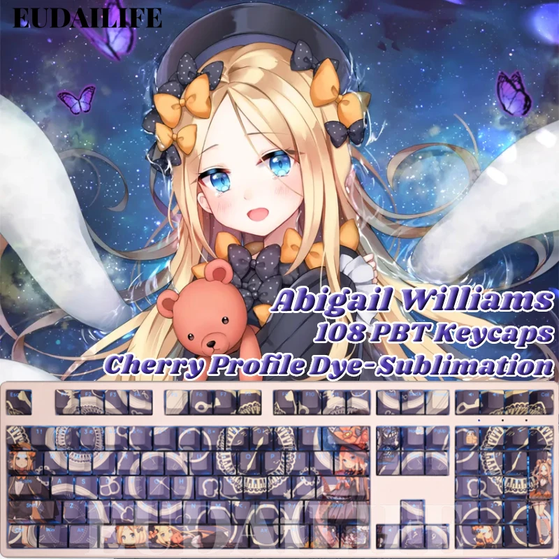 Abigail Williams 108 Keycap Fate FGO PBT DYE Sublimation Light Transmitting Cherry Switch Cross Key Cover Mechanical Keyboard