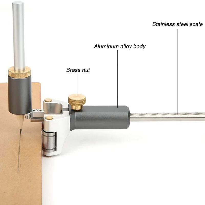 Woodworker Precision European Scriber Ruler Marking Gauge Fine-tuning Automatic Alloy Line Scribing Depth Measurement Blade Tool