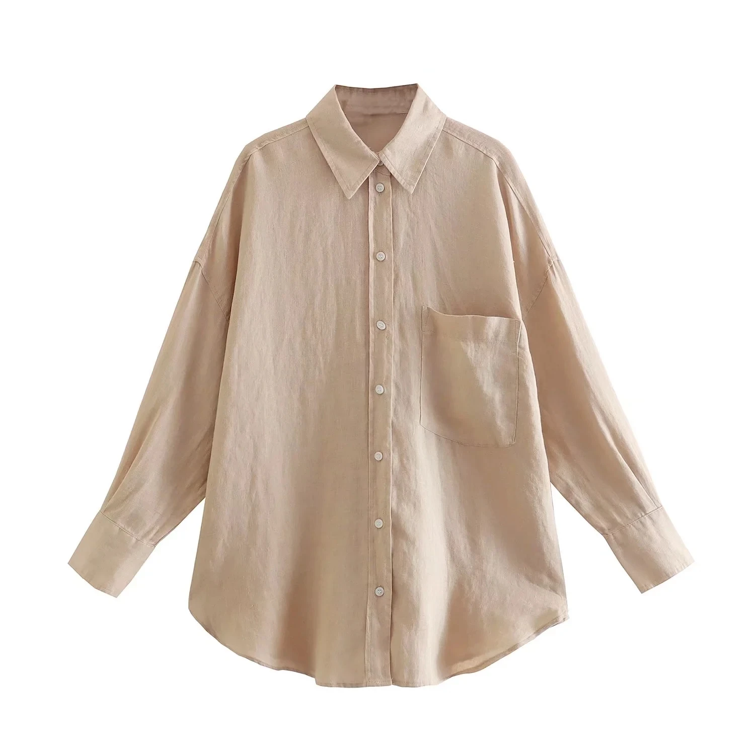 Withered England Style Indie Folk Linen Casual Shirt Simple Fashion Pockets Boyfriend Loose Blouse Women Tops