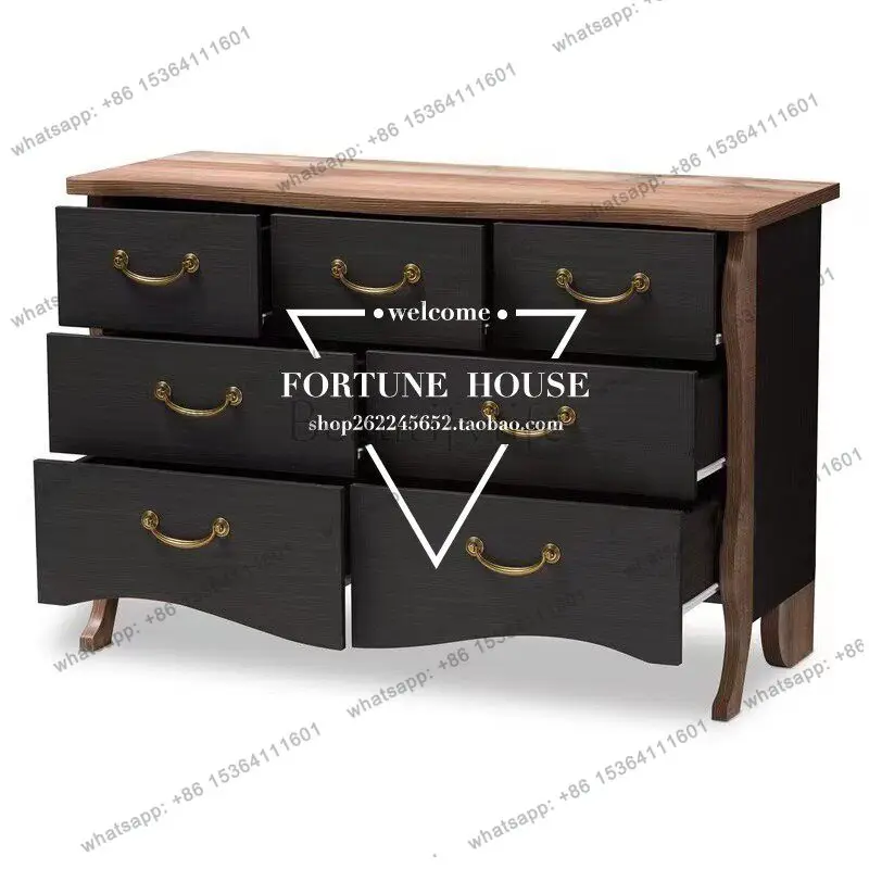 French living room vintage solid wood chest of drawers entrance bedroom wall storage cabinet