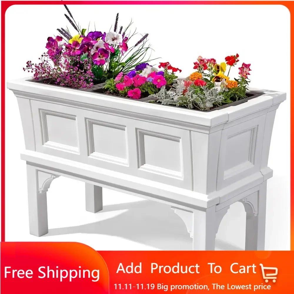 Atherton Raised Planter Box, Large Planters for Outdoor Plants, Gardening and Flower Pot for Patio or Porch, Easy Drainage