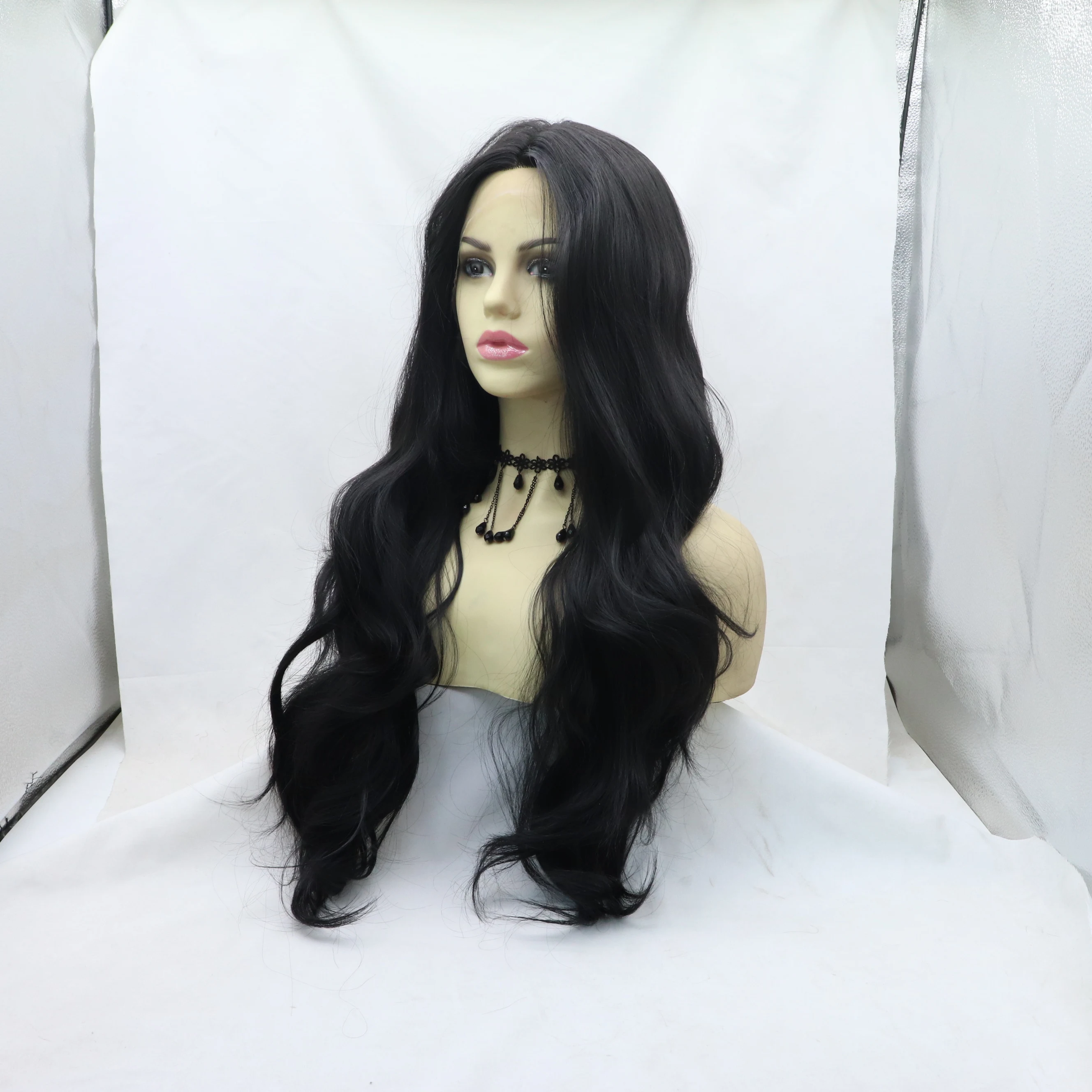 Water Wave Synthetic Wig para mulheres, fibra resistente ao calor, alta qualidade, 24"