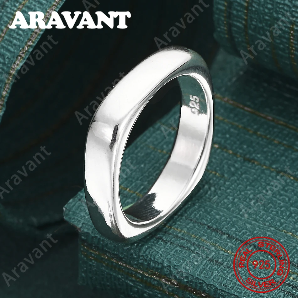 925 Sterling Silver, Smooth Square Ring (5-10#), Delicate And Cute Wedding Party Jewelry For Women.