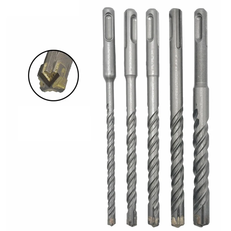 5Pcs Electric Hammer SDS Plus Drill Bit Set Cross Tips 4 Cutters 160Mm For Concrete Wall Brick Block Masonry Drilling Bits