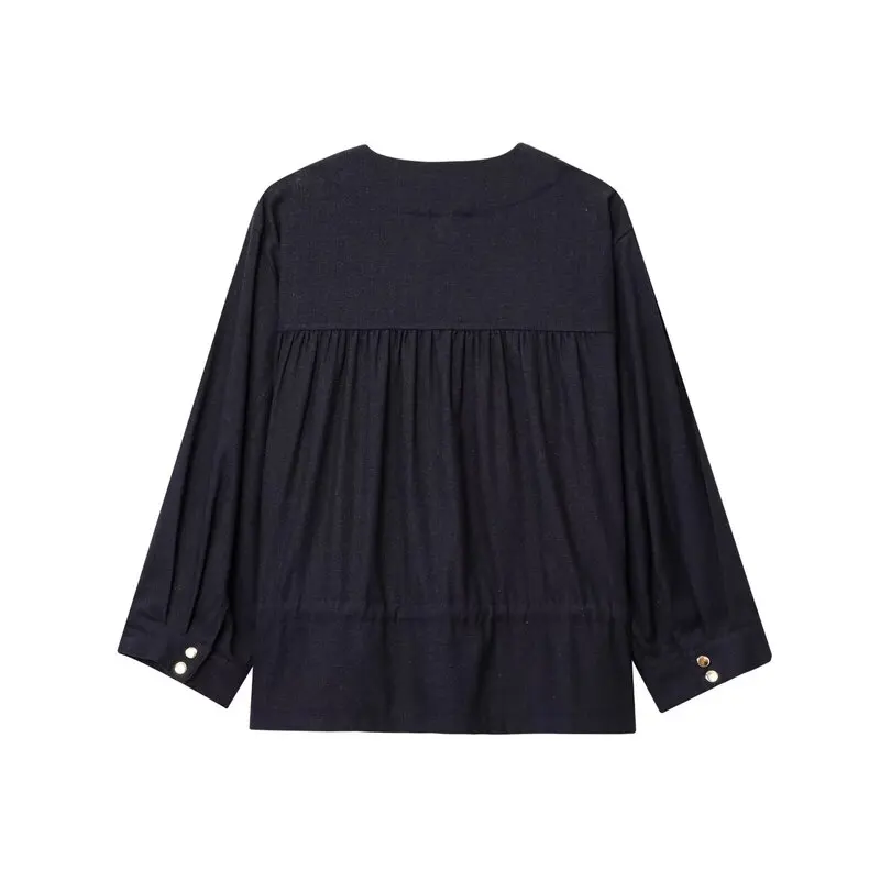 

Faionable round Ne Jaet 2025 Summer New Arrival Women's Clothing Linen Blend Hunting Sle Zipper Closure Long Sve