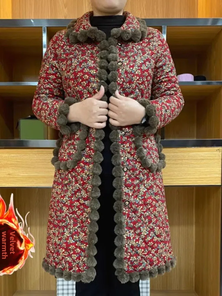 

Женская хлопковая куртка Thiened Fce National Sle, большие размеры, элитное женское хлопковое платье среднего возраста и средней длины...