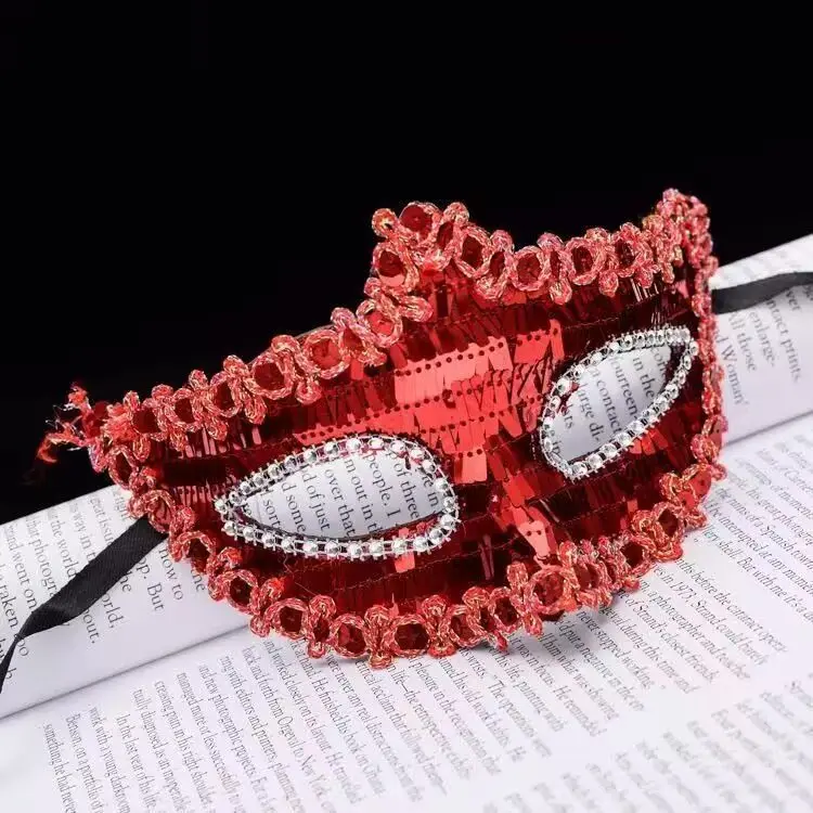 ヴェネツィアプリンセス スパンコール ポインテッドマスク ヨーロッパとアメリカの仮面舞踏会 豪華な王冠の形のパフォーマンス小道具 アニメコスプレ女性