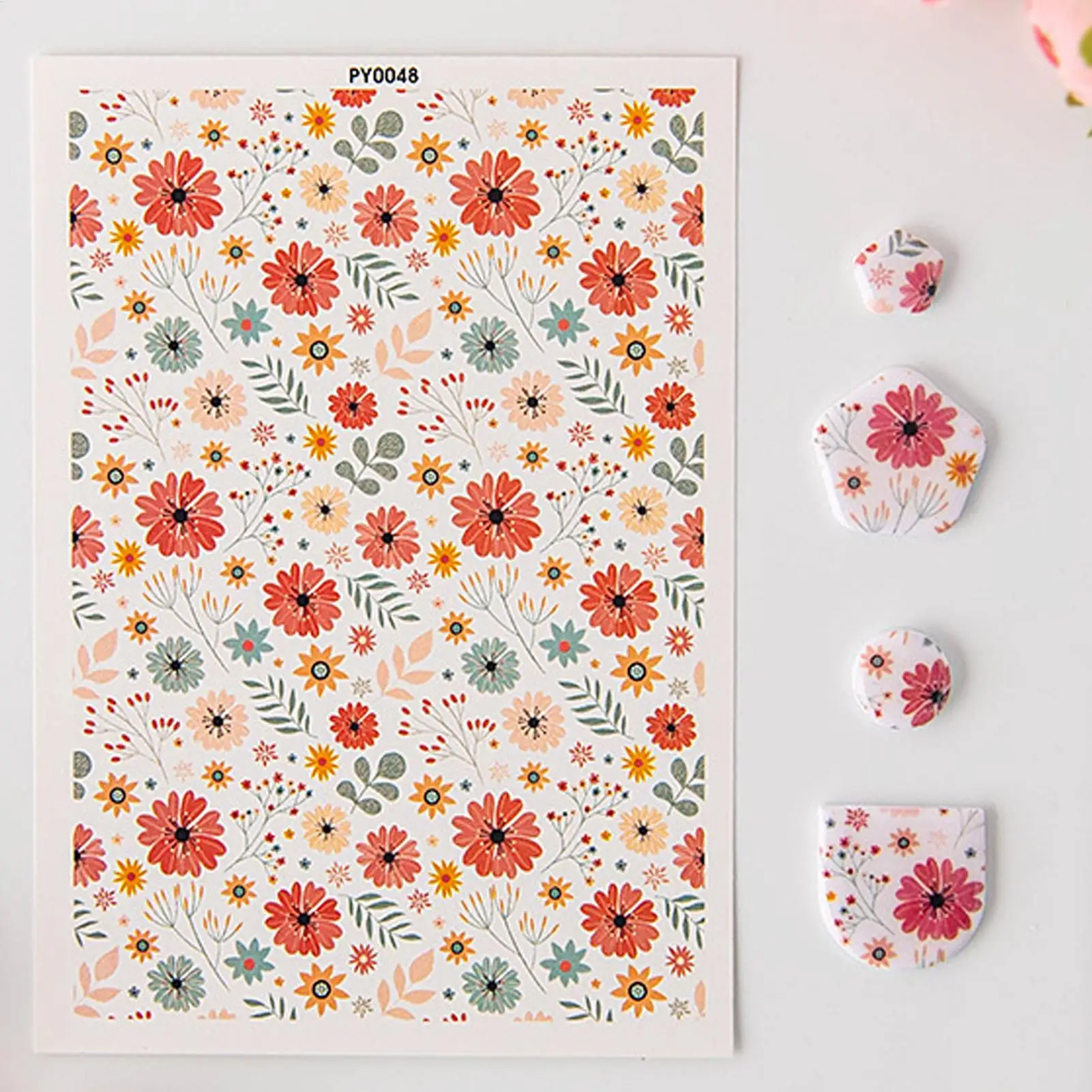 9.5x13.8cm Clay Transfer Sheets Rustic Handmade Water Soluble Colorful Flower Pottery Decals For Adults Earrings Jewelry Crafts
