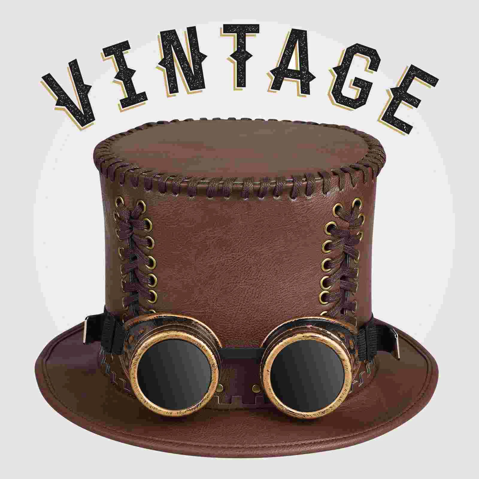 1 Stück Premium-PU-Hut im Steampunk-Industriestil, Vintage-Stil, europäisch-amerikanisches Halloween-Kostümzubehör für Halloween