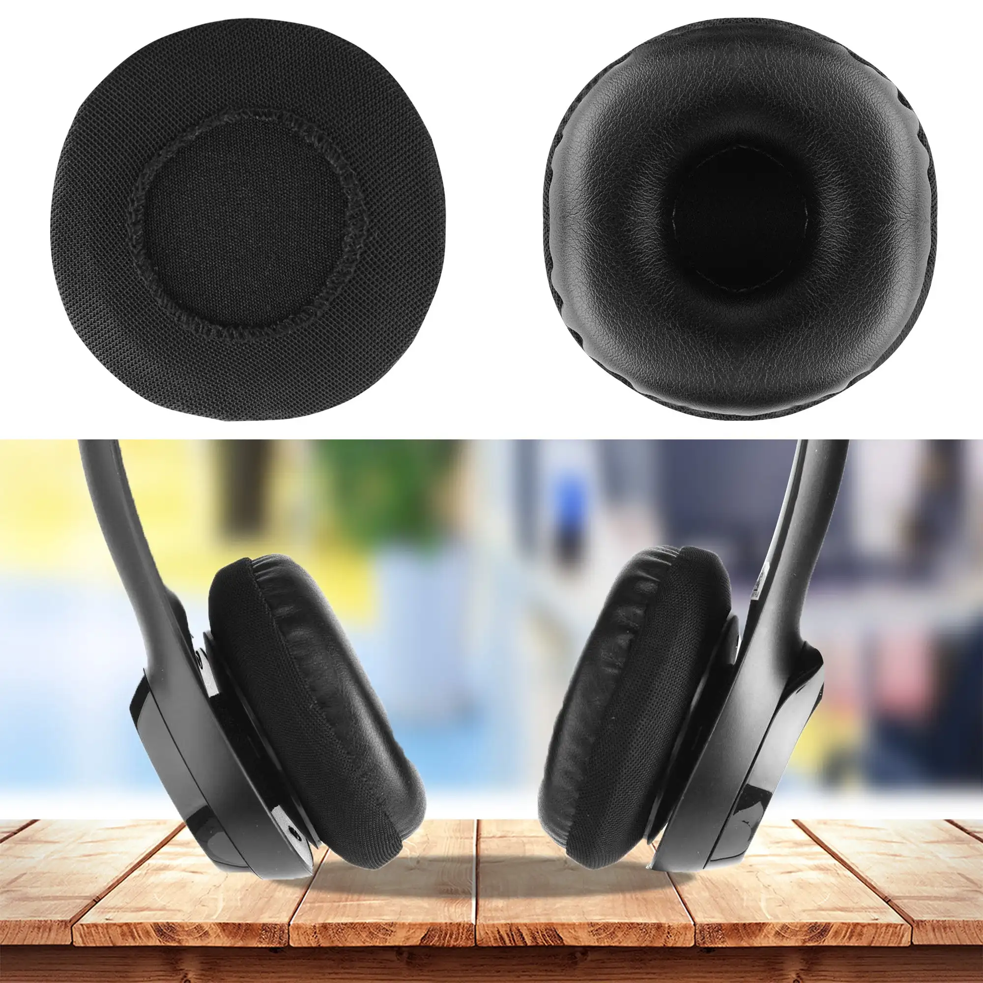 QuickFit-almohadillas para los oídos de cuero proteico, piezas de reparación para auriculares Logitech H390 H600 H609
