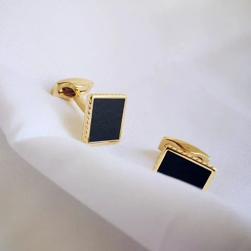 Square Leather French Cufflinks High-end Fashion Men\'s Business Banquet Dresses Suits Shirt Cuff Buttons Men Wedding Accessories