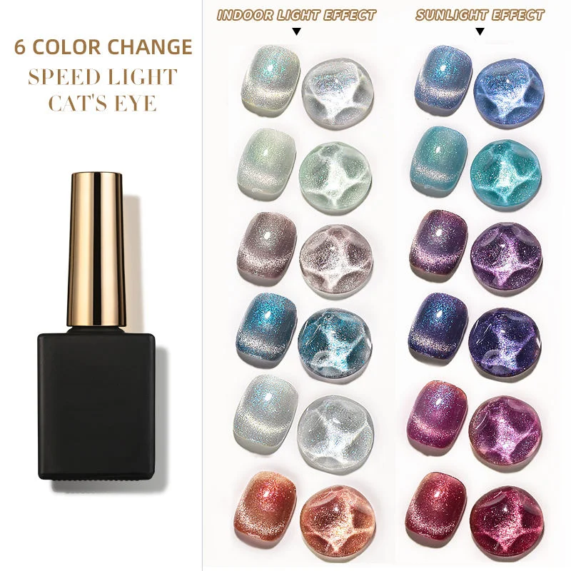 JTING, 1 unidad, 15ml, 6 colores, luz de velocidad Variable, esmalte de uñas en Gel para ojos de gato, cambio de Color Uv, decoración de uñas, colección de Gel para ojos de gato