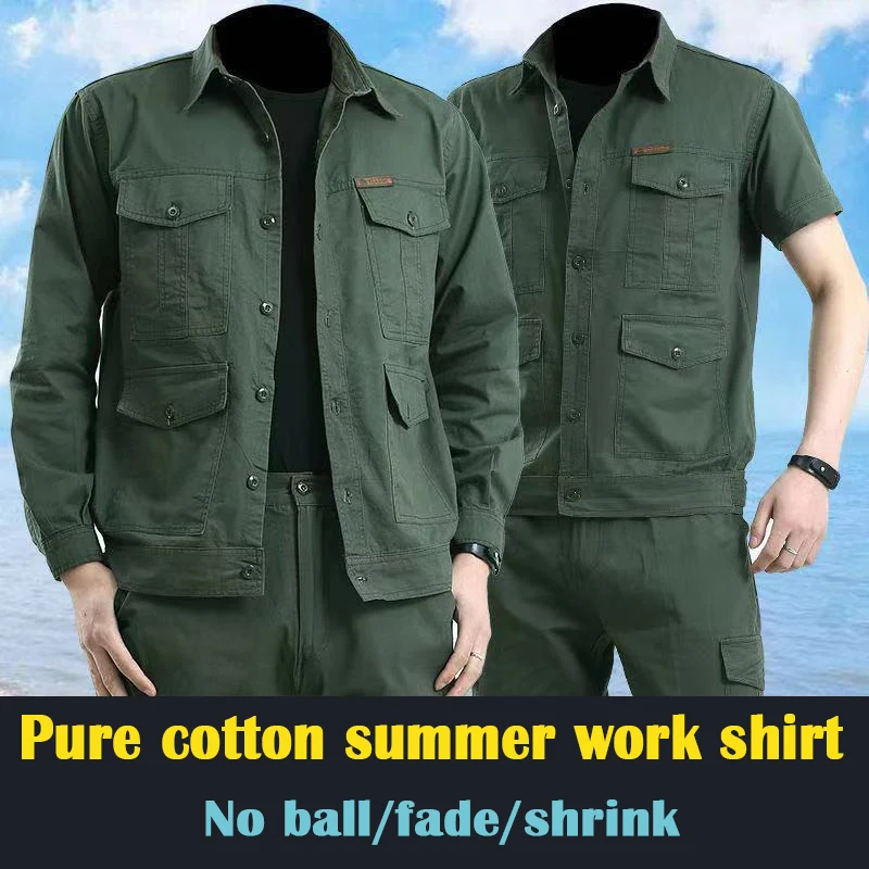 Men Thin Overalls 2022 New Spring and Summer Cotton Comfortable Auto Repair Tooling Wear-resistant Labor Insurance Clothing