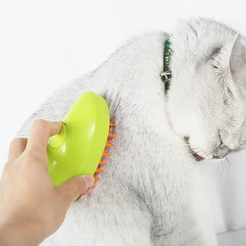 Brosse à Vapeur Électrique 3 en 1 pour Chat, Peigne d'Épilation en Silicone Souple, Accessoire de miles pour Animal de Compagnie