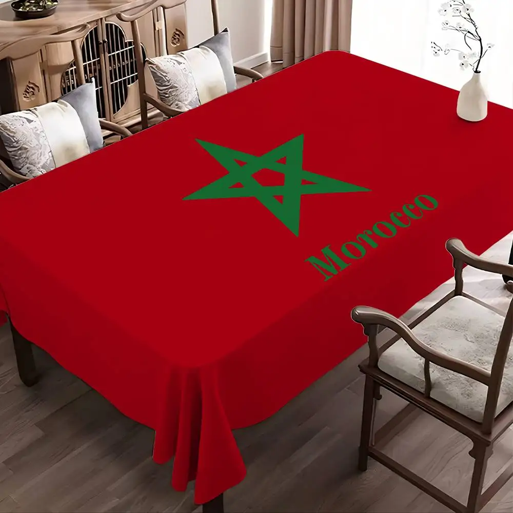 M-Morocco Flag Rectangle Tablecloth Table Decor Reusable Waterproof Kitchen Dining Table Cloth Holiday Party Decoration
