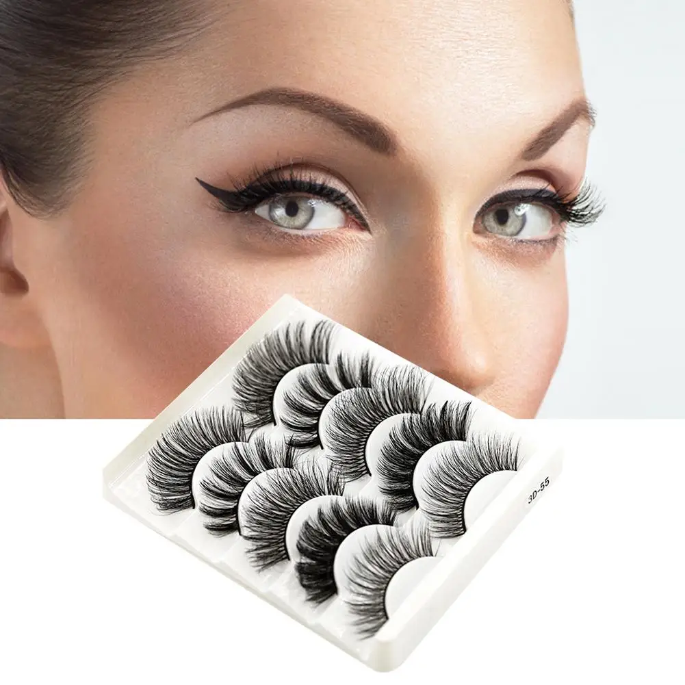 5pair 3d Manga False Eyelashes Extension Lashes Soft Thick And Natural Eyelashes For Daily Dating Makeup O2c8