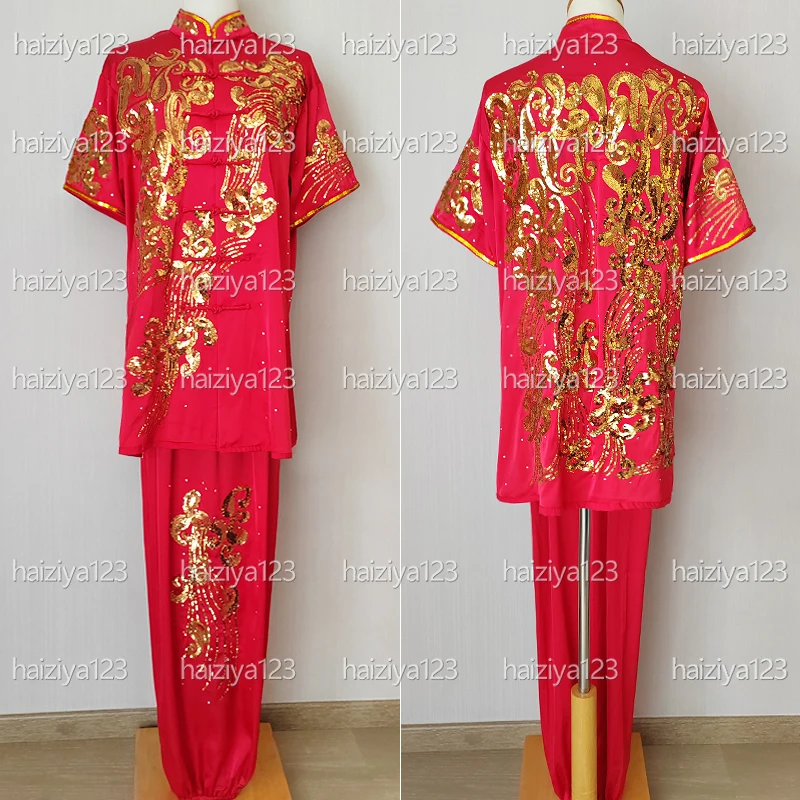 

Embroidery sequin Wushu uniform Kungfu clothes Martial arts suit Changquan outfit for man woman girl boy kids adults unisex