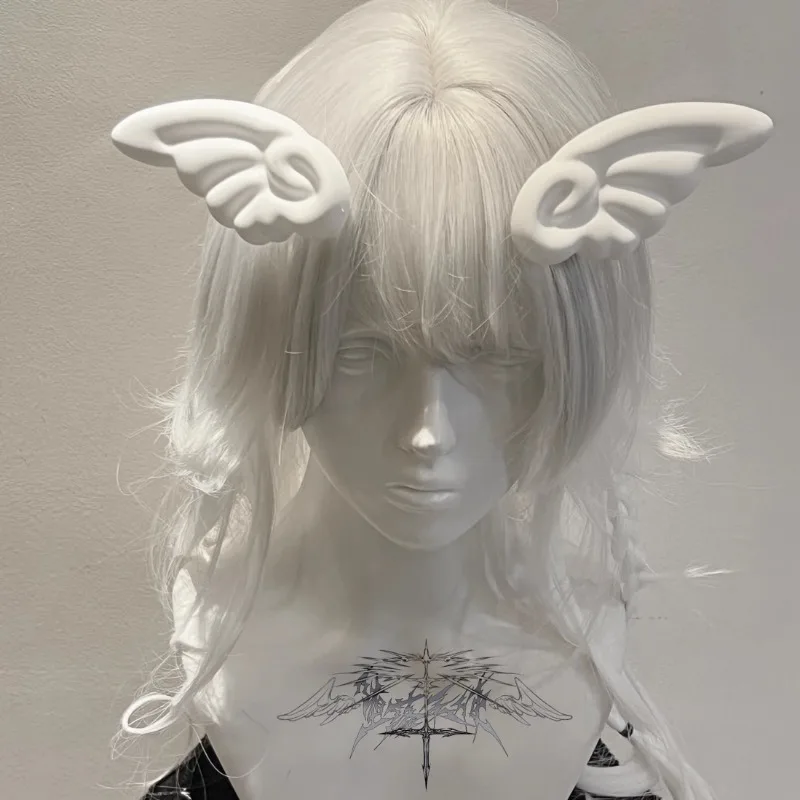 Giapponese Harajuku Steampunk copricapo ali d'angelo Y2K tornante Lolita ragazze piccanti accessori per capelli Anime gotici