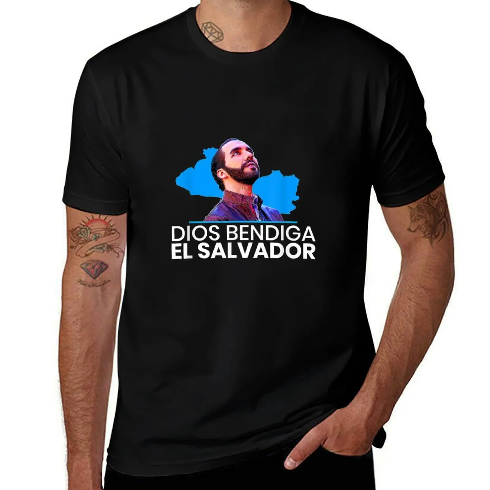 

Dios Bendiga Elalvador Nayib Bukele Presidente T-Shirt mens graphic t shirts funny t shirts cotton