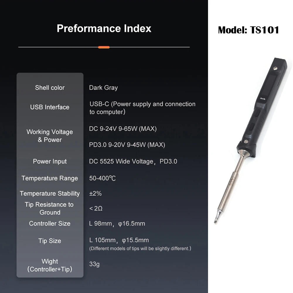 TS101 Mini Portable Smart Programmable Electric Soldering Iron Digital LCD Display Original Replacement Tip High Frequency+GIFT