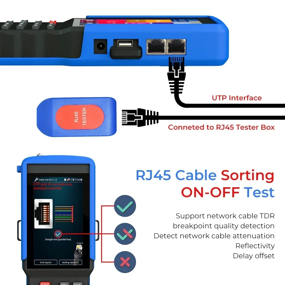 4.5 Inch CCTV IP Tester Portable 4K AHD CVI TVI CVBS Mini Monitor IPC/Analog Security Camera Test with POE 48V 12V HDMI Output