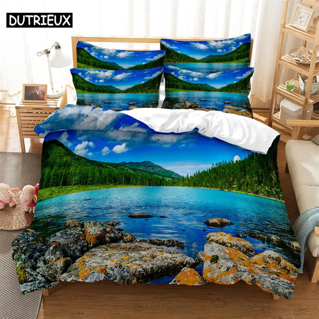 

3D Landscape Painting Bedding Set Queen Bedding Home Textiles Set Bedclothes Santa Duvet Cover Set Juego De Cama duvet cover set