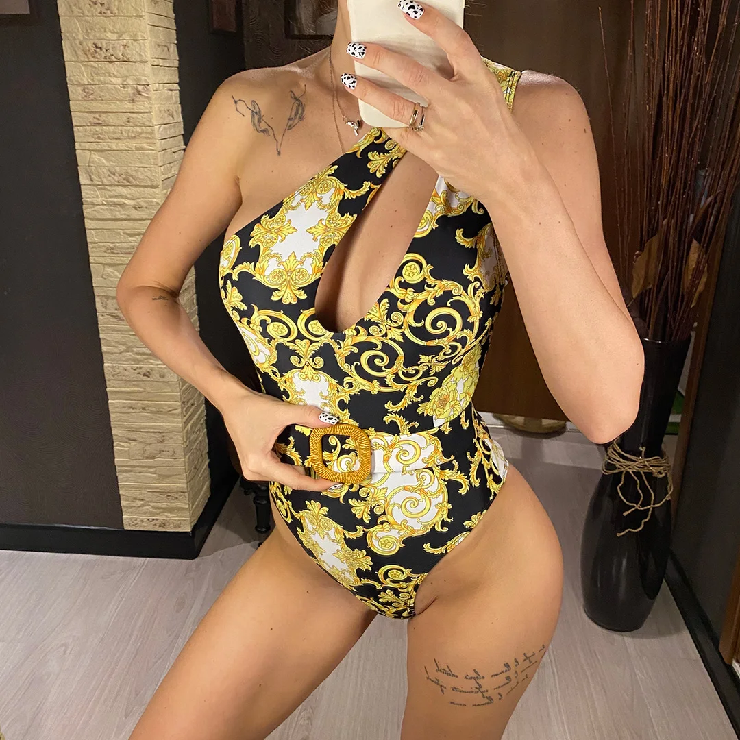 2026 Neuer Sexy One-Shoulder-Badeanzug mit Print und Polsterung, Damen-Bademode, Monokini, Badeanzug, Badebekleidung, Damen-Badeanzug V2034 – Detail 7