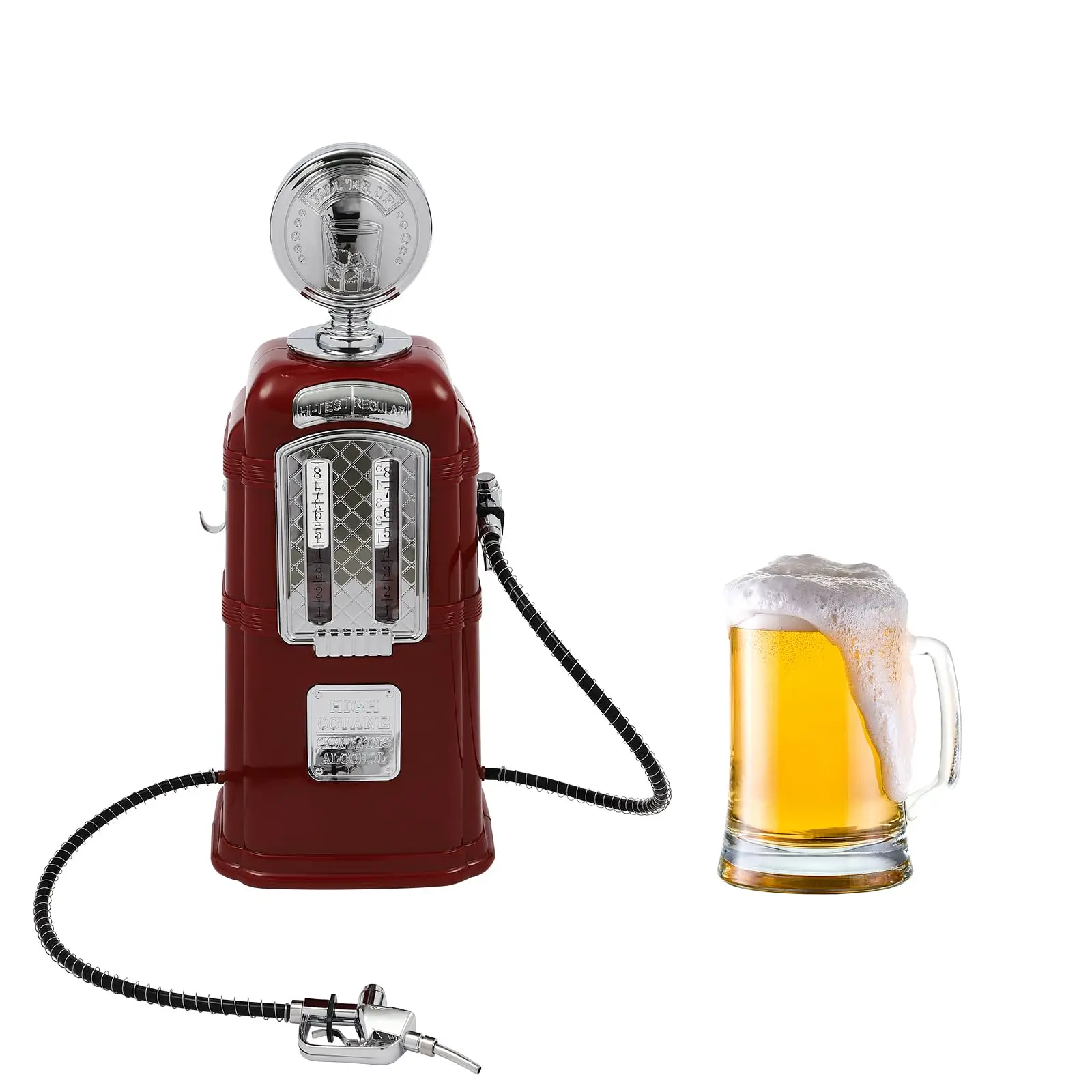 

Double Pump Liquor Dispenser for Home Bar | Vintage Style Red Plastic 2L/67.6oz Liquor Decanter for Man Cave Decor | Beverage Di