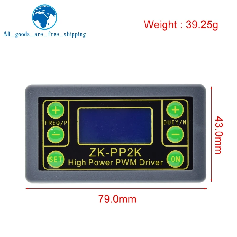 Imagem -02 - Tzt-regulador do Controlador de Velocidade do Motor Dimmer Led Ajustável Frequência de Pulso Duty Ratio Zk-pp2k Pwm dc 3.330v 12v 24v 8a 150w