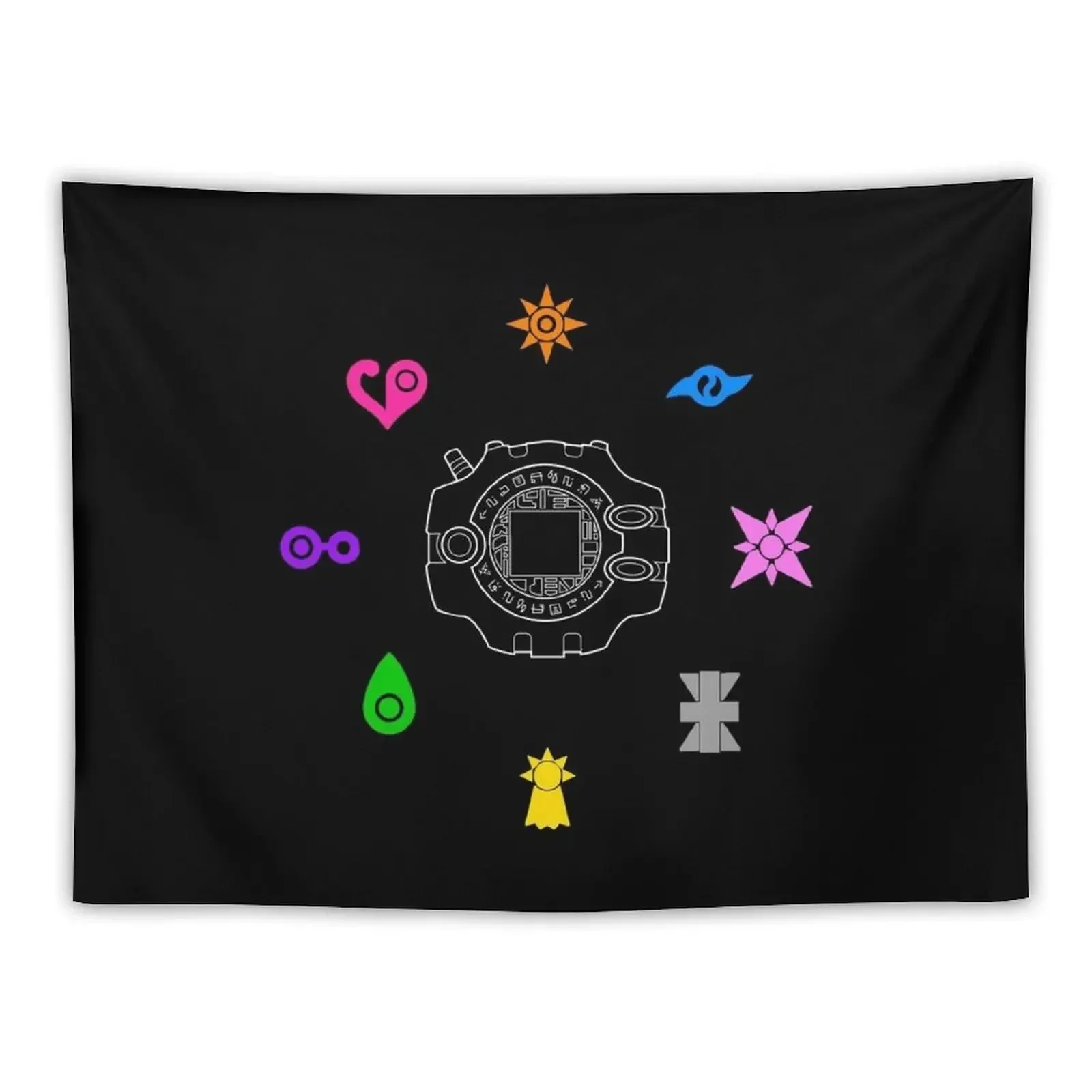 Digimon emblems white Tapestry Room Decorations Aesthetic Living Room Decoration Decoration Room Tapestry