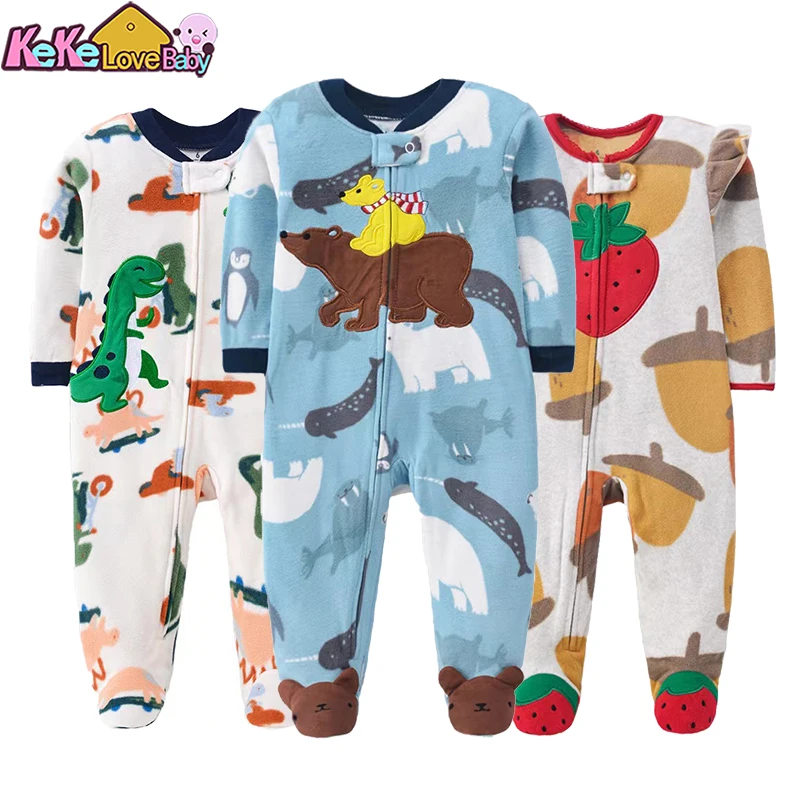 Baby Rompers Spring Autumn Clothes Zipper Fleece Boy Girl Pajamas Newborn Outfit Animal Jumpsuit Infants Clothing 0 -12 Months