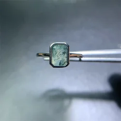 YULEM Simple 2022 New Boutique Jewelry Ring 925 Silver Natural Moss Agate Square Open-loop Women's Simple Ring