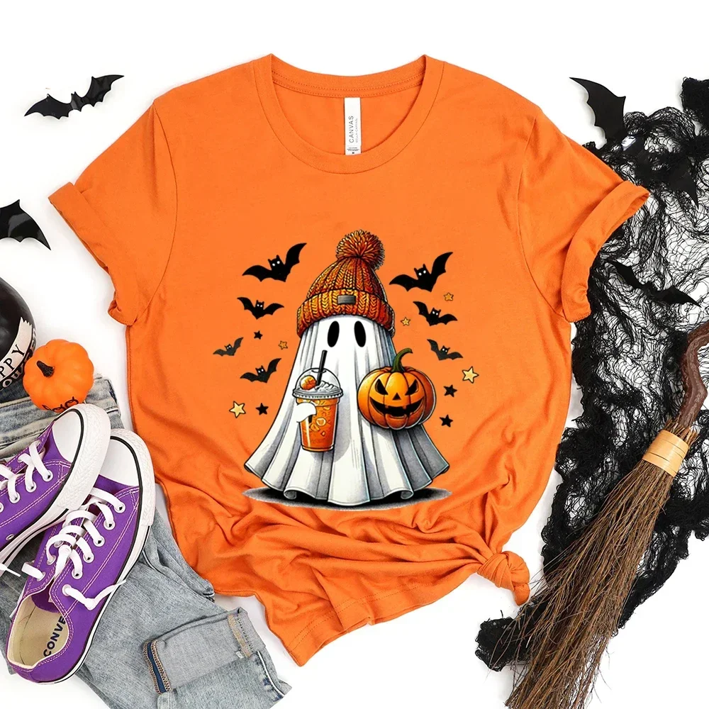 

Happy Halloween Print T-shirts Women Summer Casual Tops Spooky Season T-shirts Halloween Pumpkins Ghost T-shirts Halloween Gifts