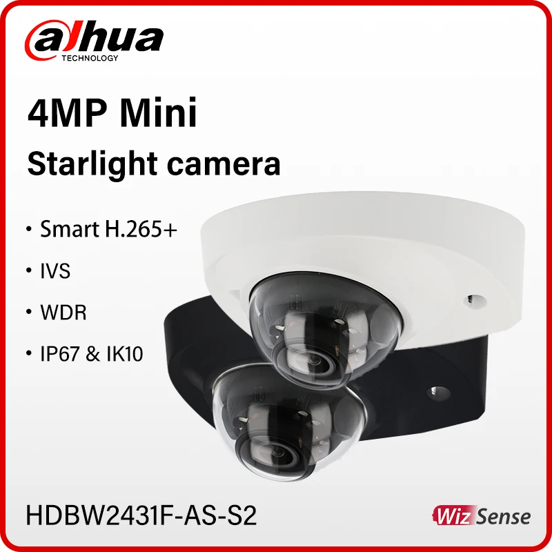 

Dahua 4MP PoE Mini Dome Camera Night Vision IR 30m Motion Detection Monitor With Alarm Audio Port Microphone IPC HDBW2431F-AS-S2