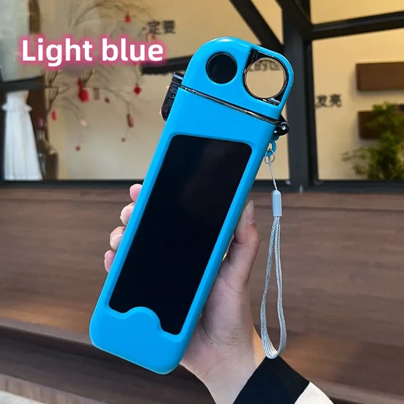 Botella de agua con pajita de plástico, diseño minimalista, taza cuadrada, adorable taza de agua portátil para adultos, 1 ud.