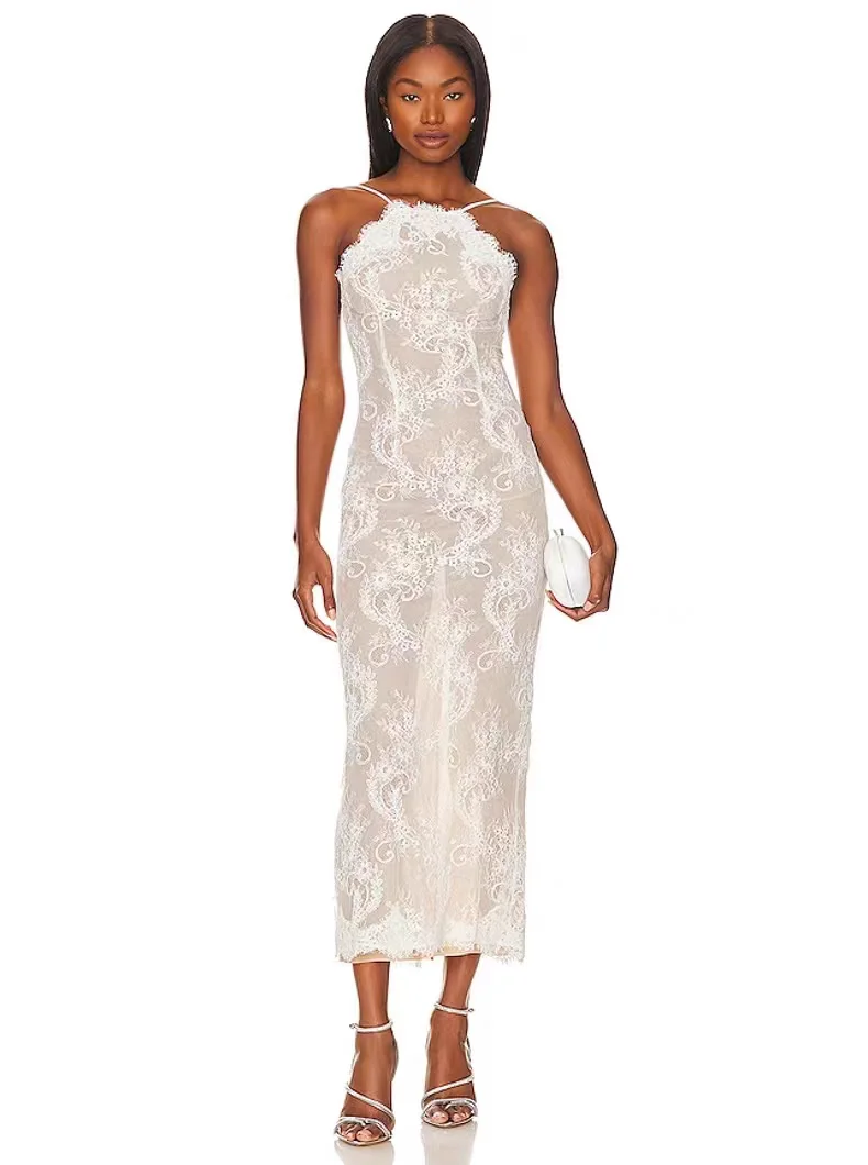 

Summer New Banquet Dress Lace Slim Fit Sexy Open Back Style Slim Fit Dress