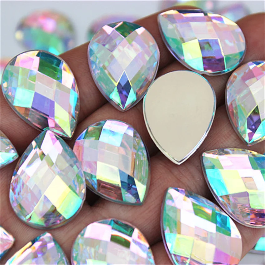 20pcs 18*25mm Tear Drop Shape Flat Back Acrylic Rhinestones Crystals Strass Beads DIY Jewelry Accessories Crafts MC592